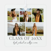 Graduate Simple Elegante Script Abschluss Foto Ornament Aus Metall (Rückseite)