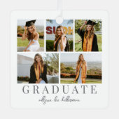 Graduate Simple Elegante Script Abschluss Foto Ornament Aus Metall (Vorderseite)