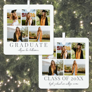Graduate Simple Elegante Script Abschluss Foto Ornament Aus Metall