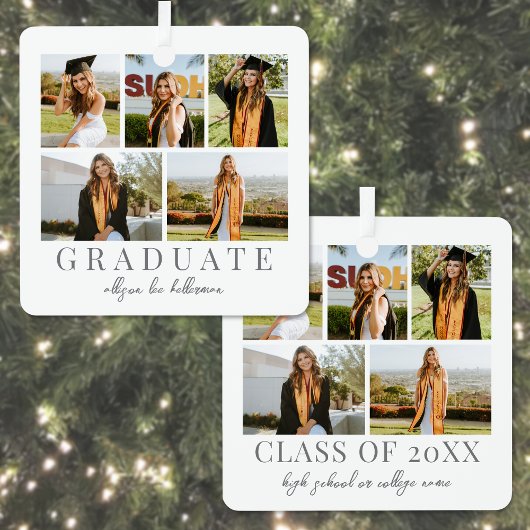 Graduate Simple Elegante Script Abschluss Foto Ornament Aus Metall