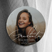 Graduate Simple Elegante Script Classic Foto Button