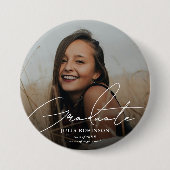 Graduate Simple Elegante Script Classic Foto Button (Vorderseite)