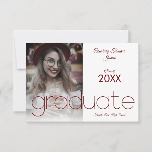 Graduate Simple Foto Modern Red Typografy Script (Vorderseite)