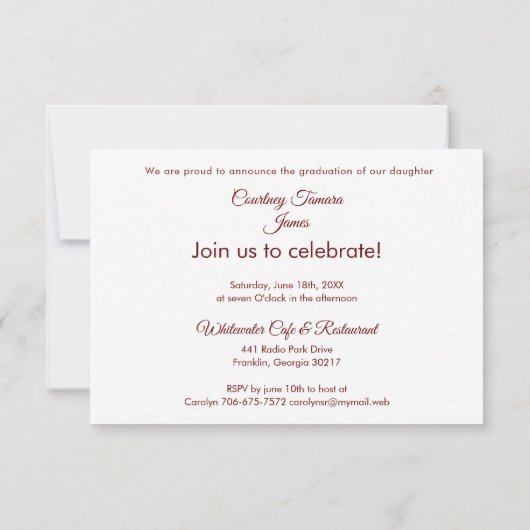 Graduate Simple Foto Modern Red Typografy Script (Rückseite)