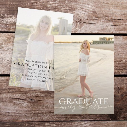 Graduate Simple Foto Template Stilvoll Minimalisti Einladung