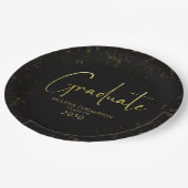 Graduate Simple Grad Black Gold Calligrafy Script Pappteller (Schrägansicht)