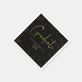 Graduate Simple Grad Black Gold Calligrafy Script Serviette (Ecke)