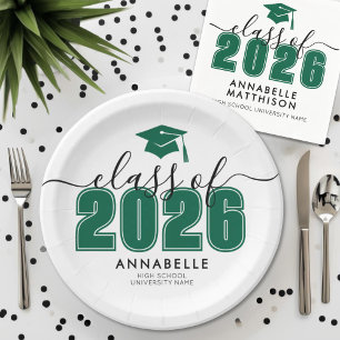 Graduate Simple Green Graduation Party Pappteller