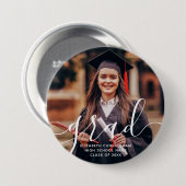 Graduate Simple Modern Script Classic Foto Button (Vorne & Hinten)