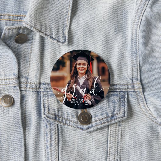 Graduate Simple Modern Script Classic Foto Button (Beispiel)