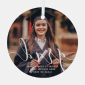 Graduate Simple Modern Script Classic Foto Ornament Aus Glas (Rückseite)