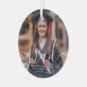 Graduate Simple Modern Script Classic Foto Ornament Aus Glas (Vorderseite links)