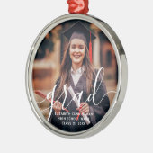 Graduate Simple Modern Script Classic Foto Ornament Aus Metall (Links)