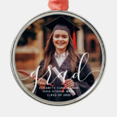 Graduate Simple Modern Script Classic Foto Ornament Aus Metall (Vorne)