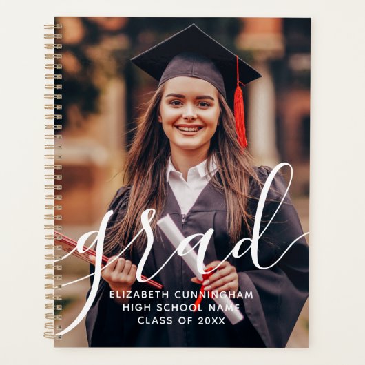 Graduate Simple Modern Script Classic Foto Planer (Vorderseite)