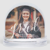 Graduate Simple Modern Script Classic Foto Schneekugeln (Rückseite)