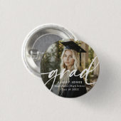 Graduate Simple Modern Script Classic Photo Button (Vorne & Hinten)