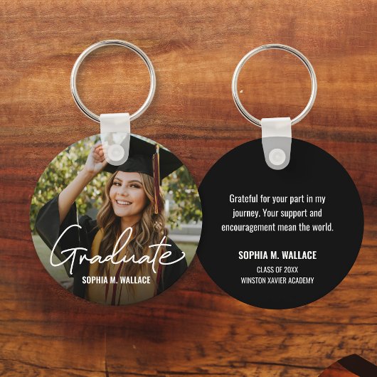 Graduate Simple Modern Script Custom Foto Message Schlüsselanhänger