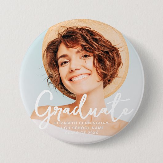 Graduate Simple Modern Script Grad Foto Button (Vorderseite)
