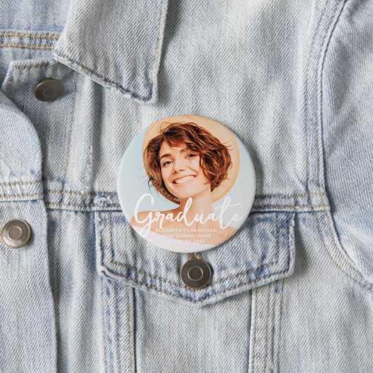 Graduate Simple Modern Script Grad Foto Button (Beispiel)
