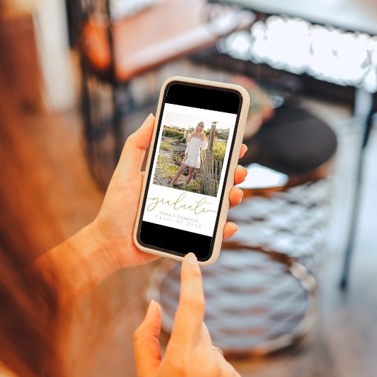 Graduate Simple Modern Stylish Typografy Gold Einladung