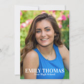 Graduate Simple Red Foto Template Typografie Einladung (Vorderseite)