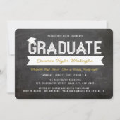 Graduate Simple Ribbon Chalkboard Graduation Party Einladung (Vorderseite)