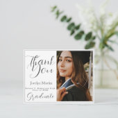 Graduate Simple Script Foto Vielen Dank Postkarte (Stehend Vorderseite)