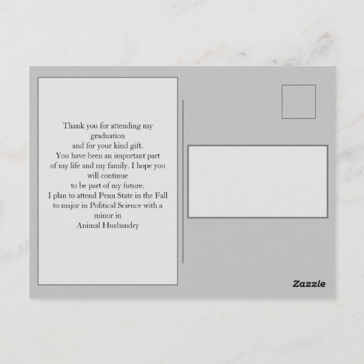 Graduate Simple Script Foto Vielen Dank Postkarte (Rückseite)