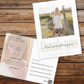 Graduate Simple Stylish Foto Script Vielen Dank Postkarte