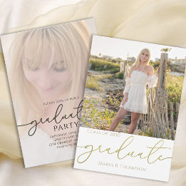 Graduate Simple Stylish Modern Gold Typografy Einladung