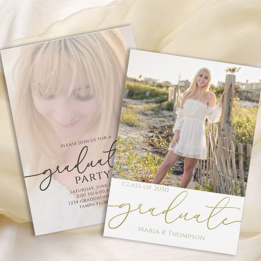 Graduate Simple Stylish Modern Gold Typografy Einladung