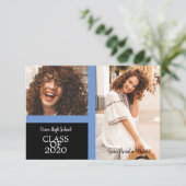 Graduate Simple Two Fotos Abschluss in Blue (Stehend Vorderseite)