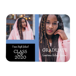 Graduate Simple Two Fotos Abschluss in Blue Magnet