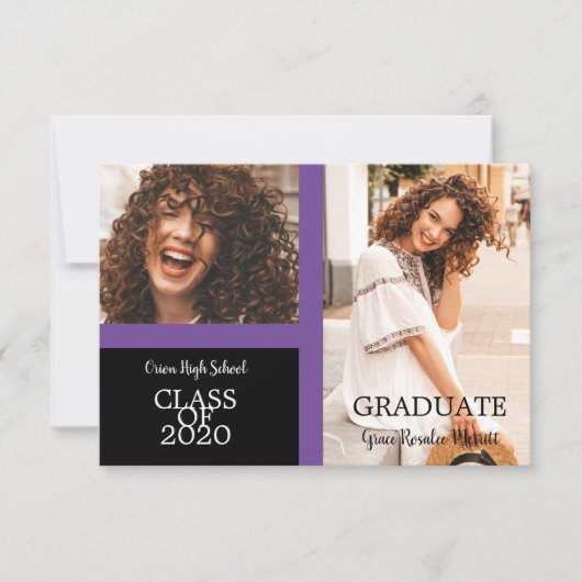 Graduate Simple Two Fotos Abschluss in Lila (Vorderseite)