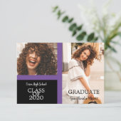 Graduate Simple Two Fotos Abschluss in Lila (Stehend Vorderseite)