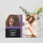 Graduate Simple Two Fotos Abschluss in Lila (Stehend Vorderseite)