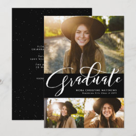Graduate-Skript drei Foto schwarzer Abschluss Einladung