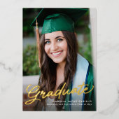 Graduate-Skript einfache moderne Foto Abschluss Folieneinladung (Vorderseite)