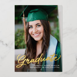 Graduate-Skript einfache moderne Foto Abschluss Folieneinladung