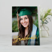 Graduate-Skript einfache moderne Foto Abschluss Folieneinladung (Stehend vorne)