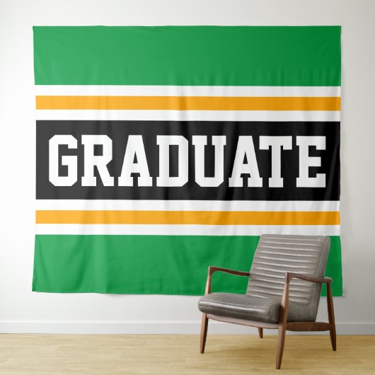 GRADUATE Sporty Bright Green Black Yellow Strips Wandteppich (Beispiel (Horizontal))