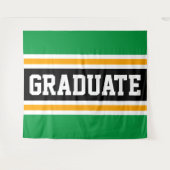 GRADUATE Sporty Bright Green Black Yellow Strips Wandteppich (Vorderseite (Horizontal))