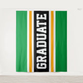 GRADUATE Sporty Bright Green Black Yellow Strips Wandteppich (Vorderseite)