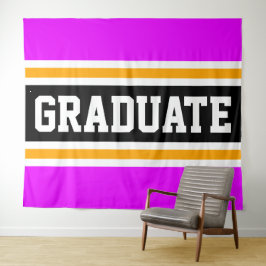GRADUATE Sporty Bright Pink Black Yellow Strips Wandteppich