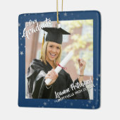 Graduate Stars Editable Blue Two-Foto Keramikornament (Links)