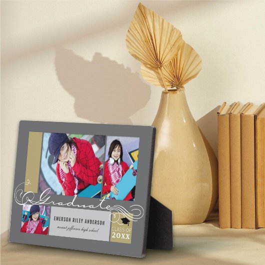 Graduate Stylish Scrolls 3 Foto Abschluss Easel Fotoplatte