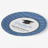 Graduate Swirl Pattern auf Blue Graduation Party Pappteller (Schrägansicht)