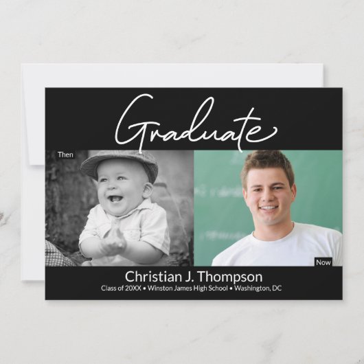 Graduate Then and Now High School Grad Foto Ankündigung (Vorderseite)