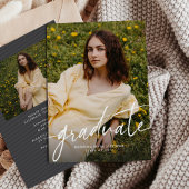 Graduate trendy modern script photo graduation einladung